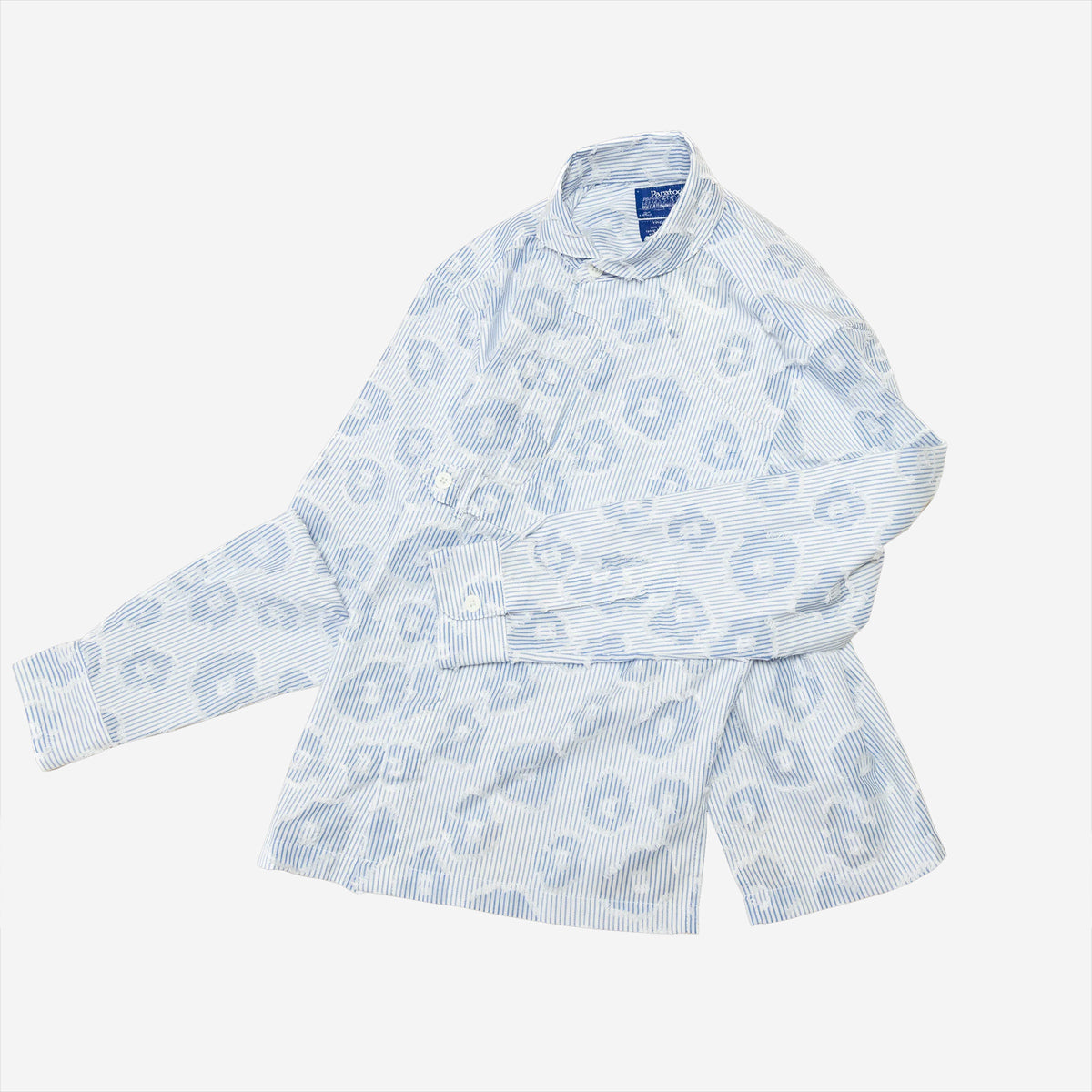 Gonia Striped Floral Jacquard Shirt - Blue