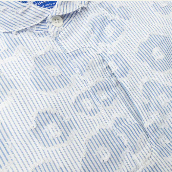 Gonia Striped Floral Jacquard Shirt - Blue