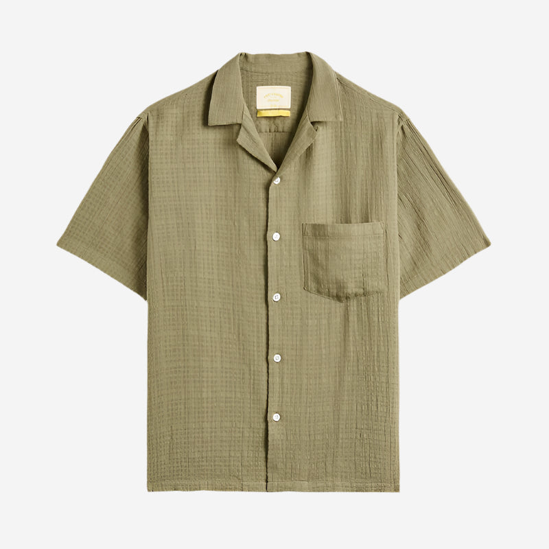 Grain Jacquard S/S Vacation Shirt - Light Olive