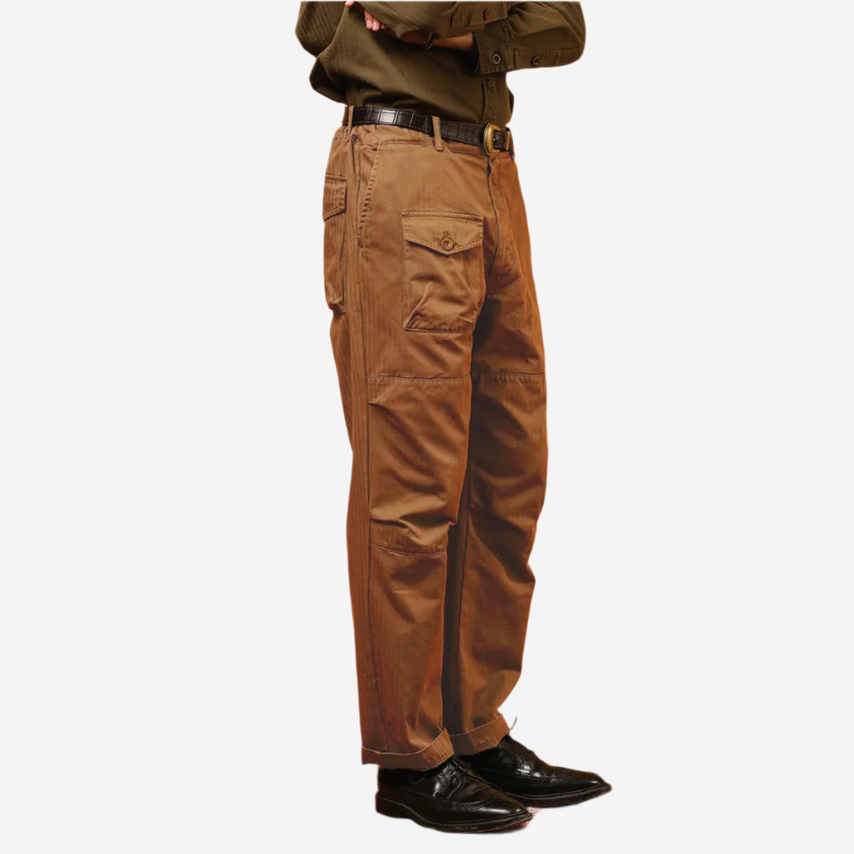 Groton Pilot Patch Easy Pant - Khaki Herringbone
