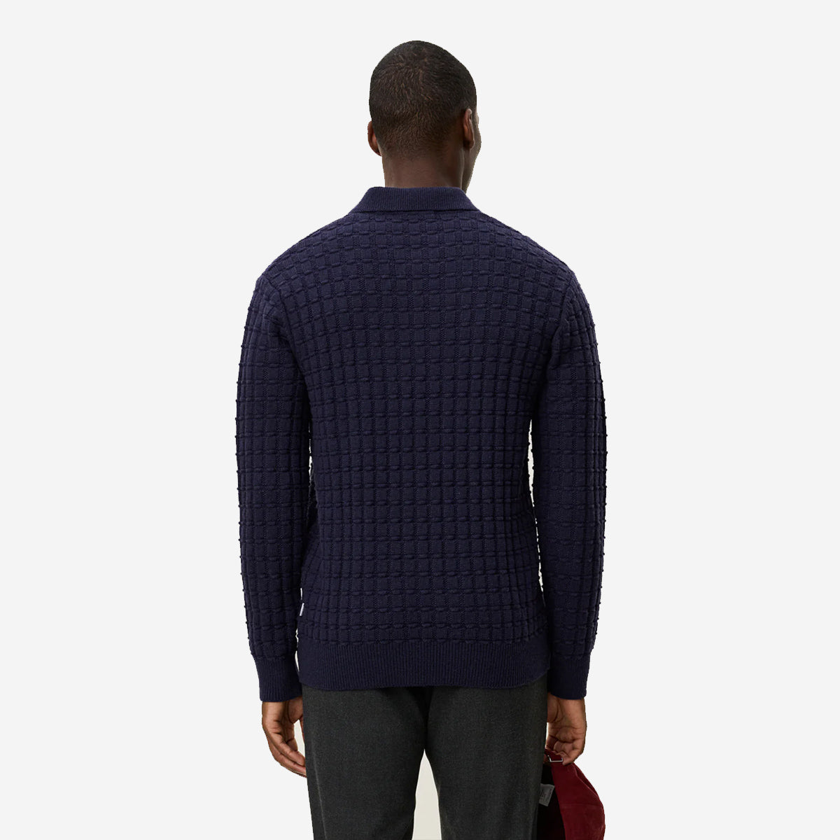 Gustav Squared Structure Polo Knit - Dark Navy