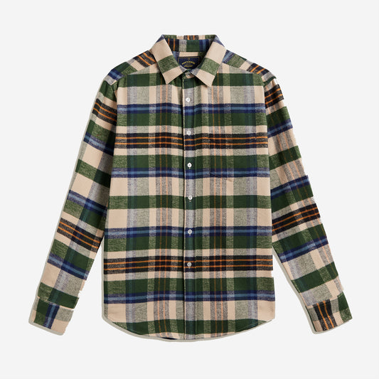 Harbor Plaid Flannel Shirt - Green/Ecru