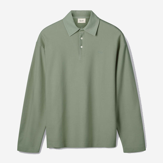 Herb Textured Rugby Knit Polo - Green Oxide