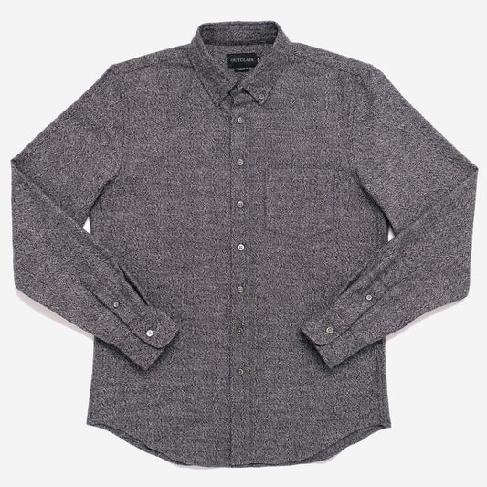 Herringbone Flannel Shirt - Grey Melange