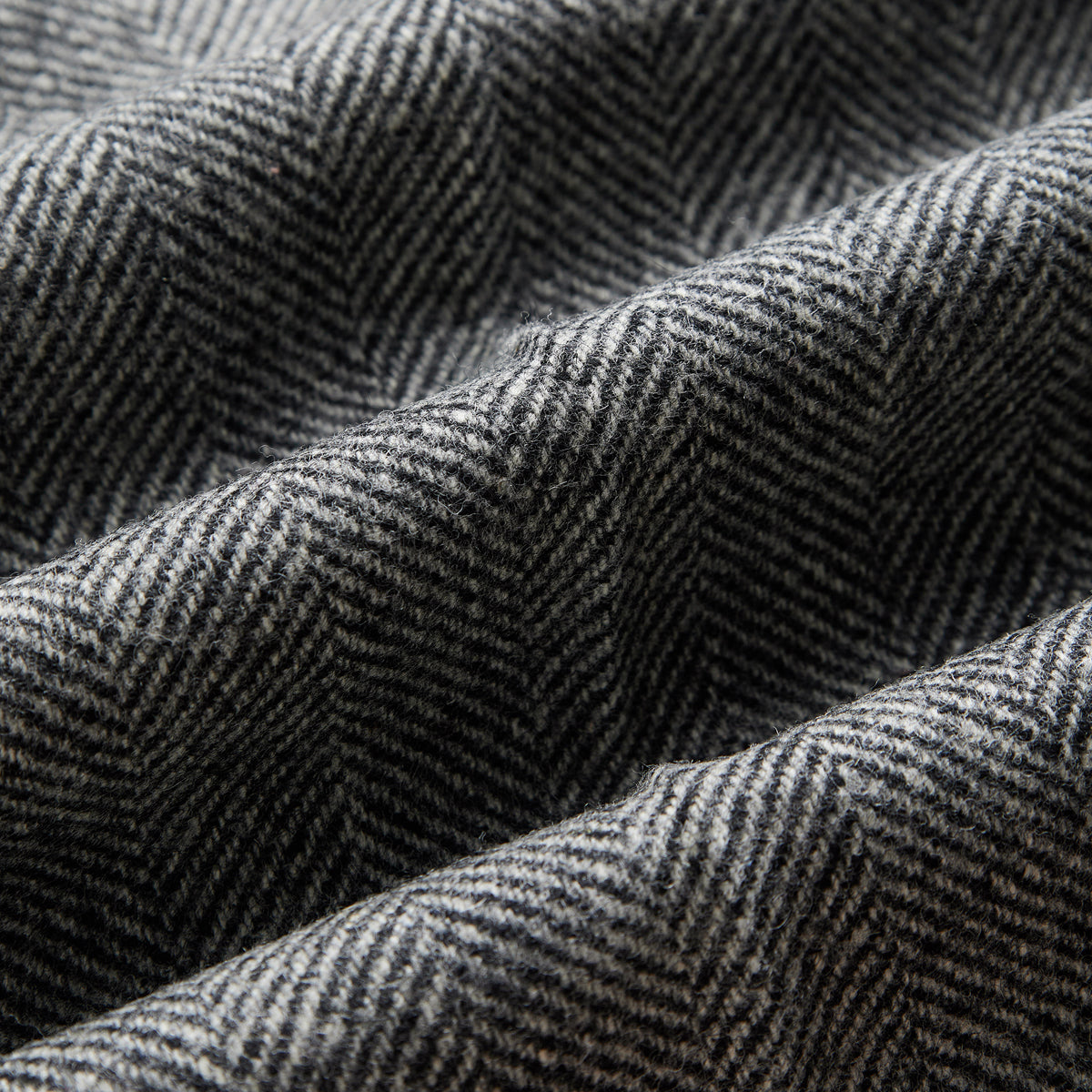 Herringbone Single Pleat Wool Trousers - Charcoal