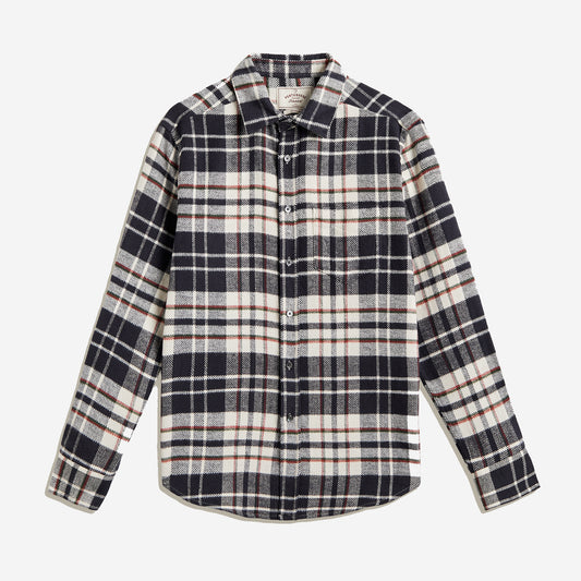 Hillside Plaid Flannel Shirt - White/Black