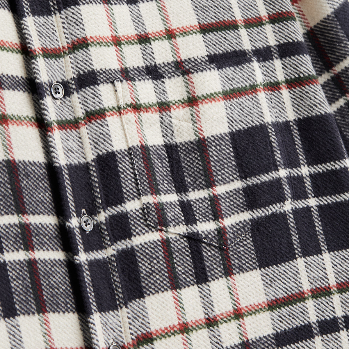 Hillside Plaid Flannel Shirt - White/Black