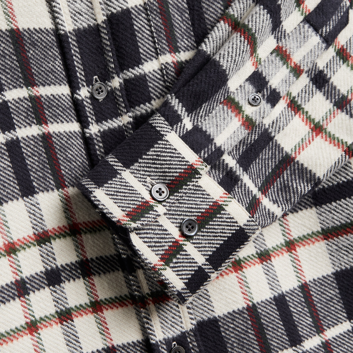 Hillside Plaid Flannel Shirt - White/Black