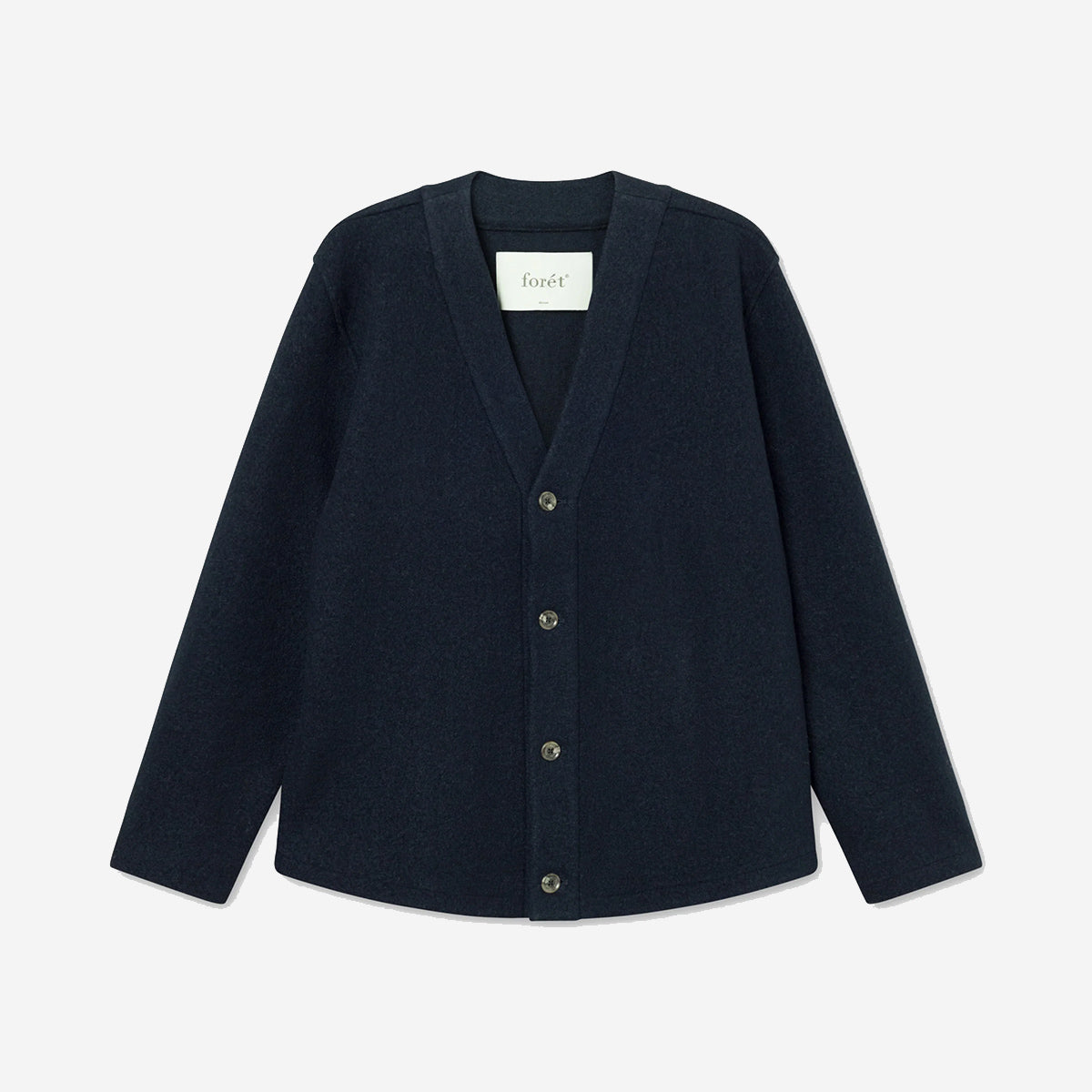 Hill Boiled Wool Cardigan - Navy