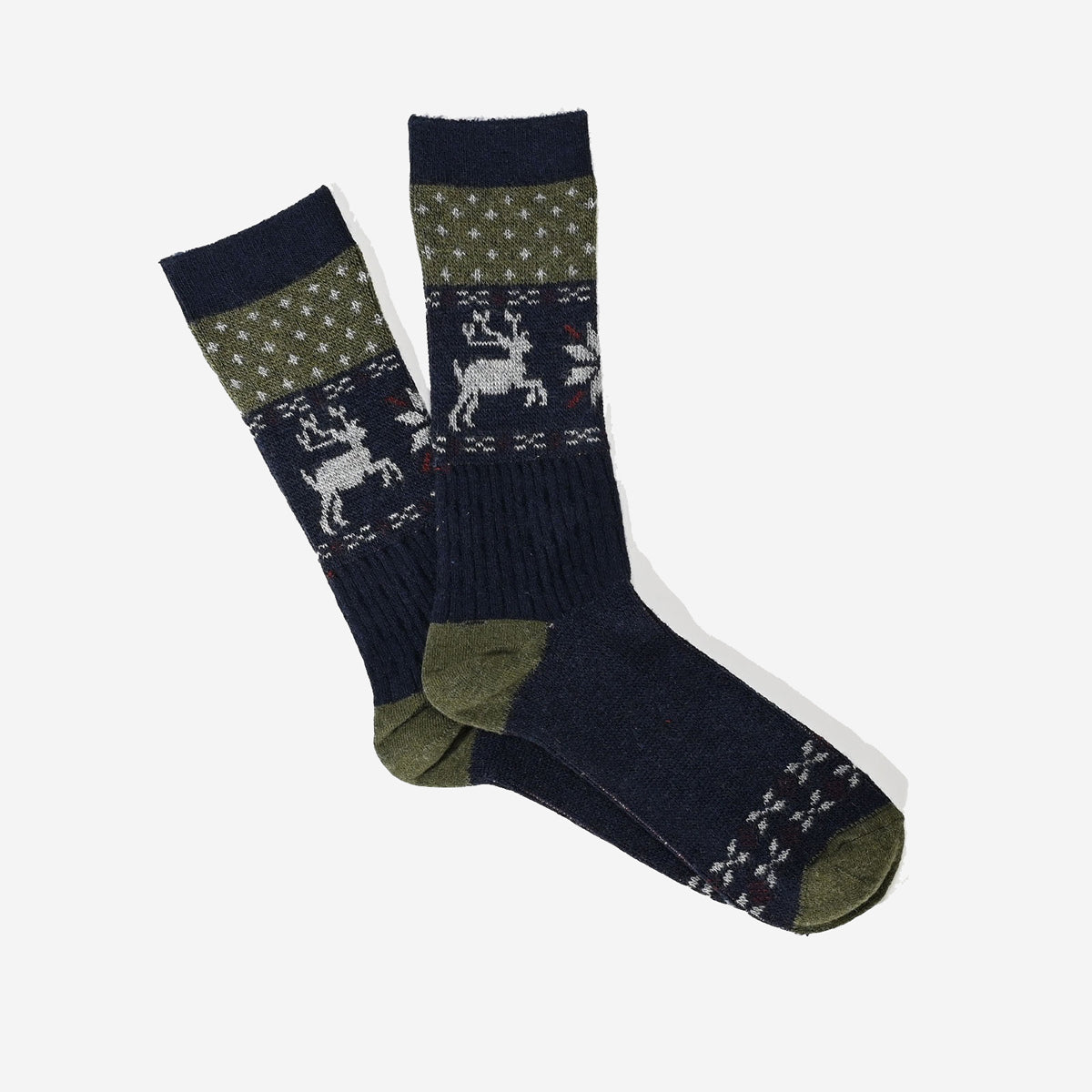 Holiday Deer Links Crew Socks - Navy