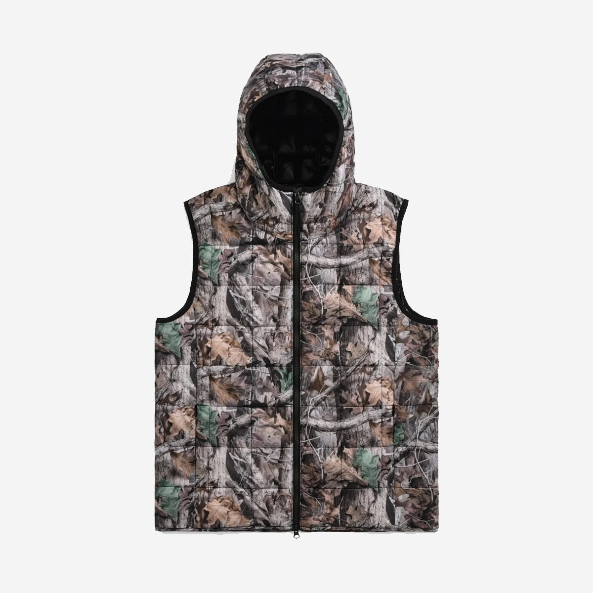 Double Zip Down Hooded Vest - Real Tree Camo