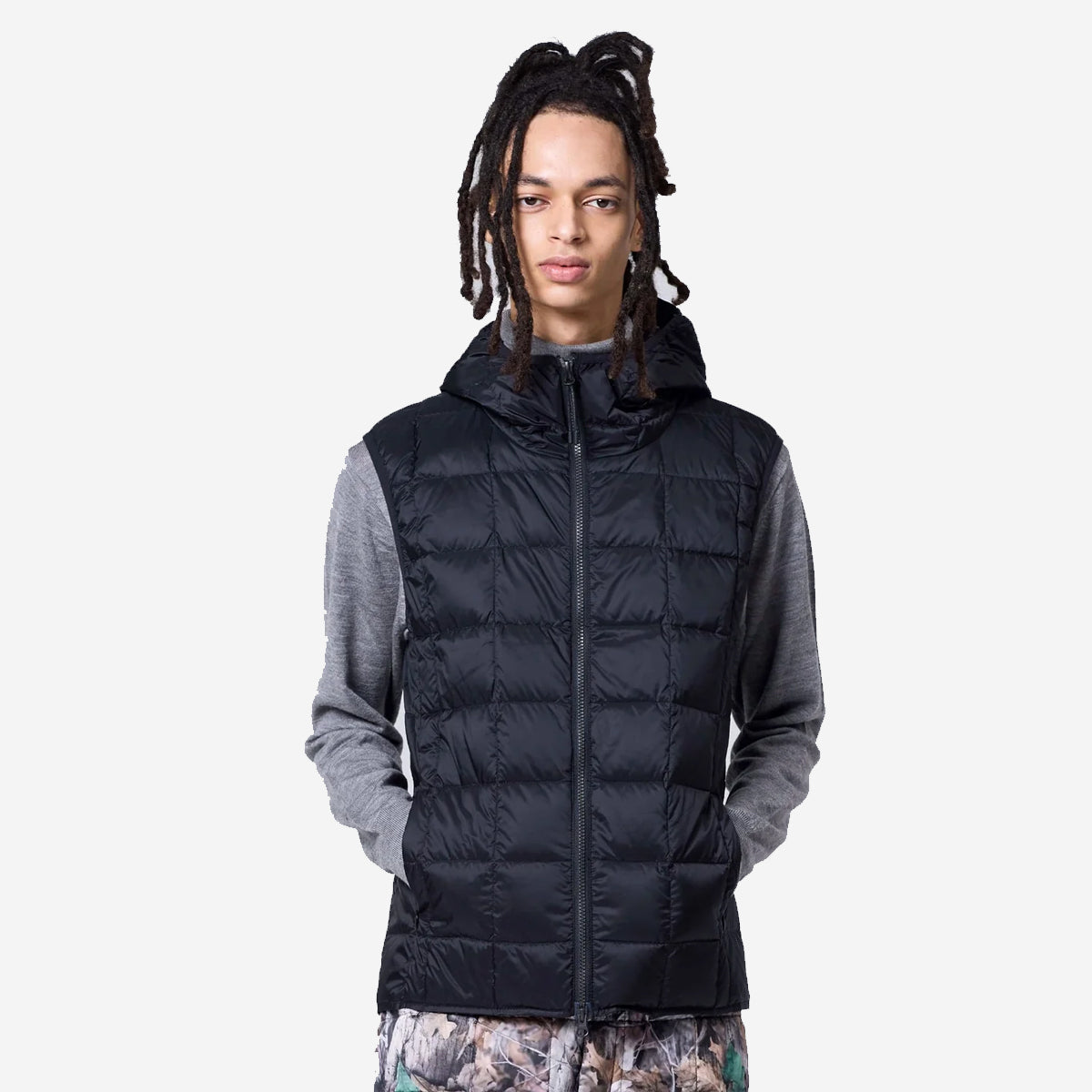 Double Zip Down Hooded Vest - Real Tree Camo
