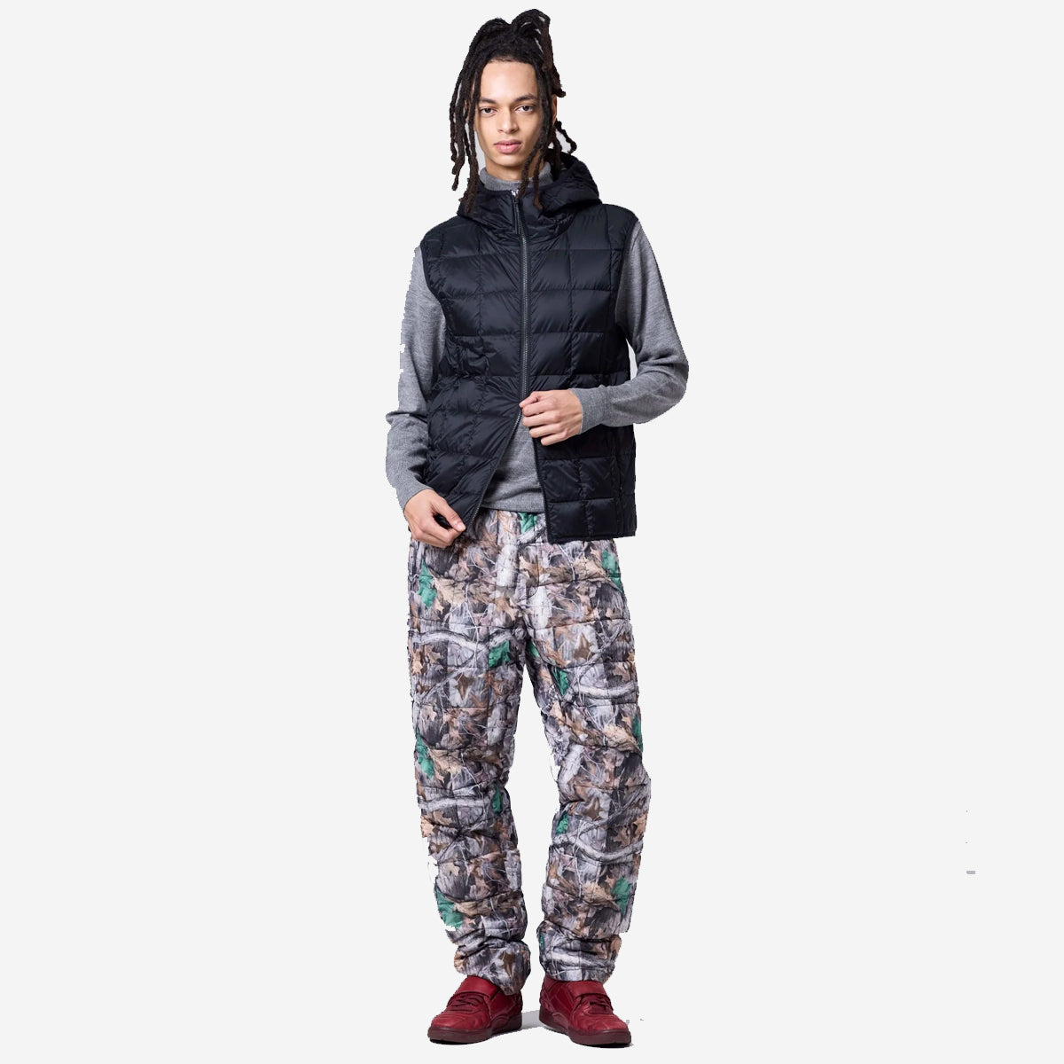 Double Zip Down Hooded Vest - Real Tree Camo