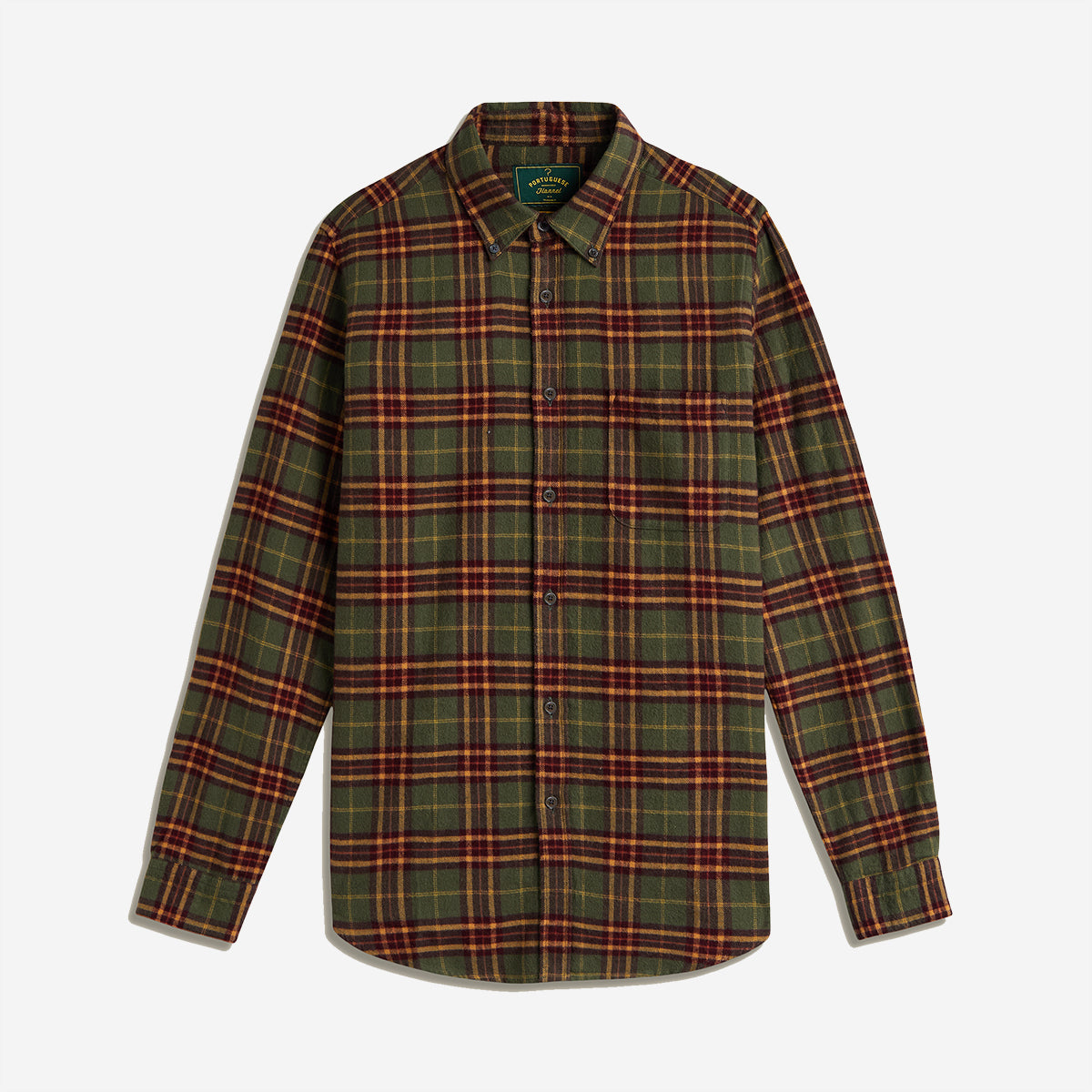 Hoop Plaid Flannel Shirt - Olive/Burgundy