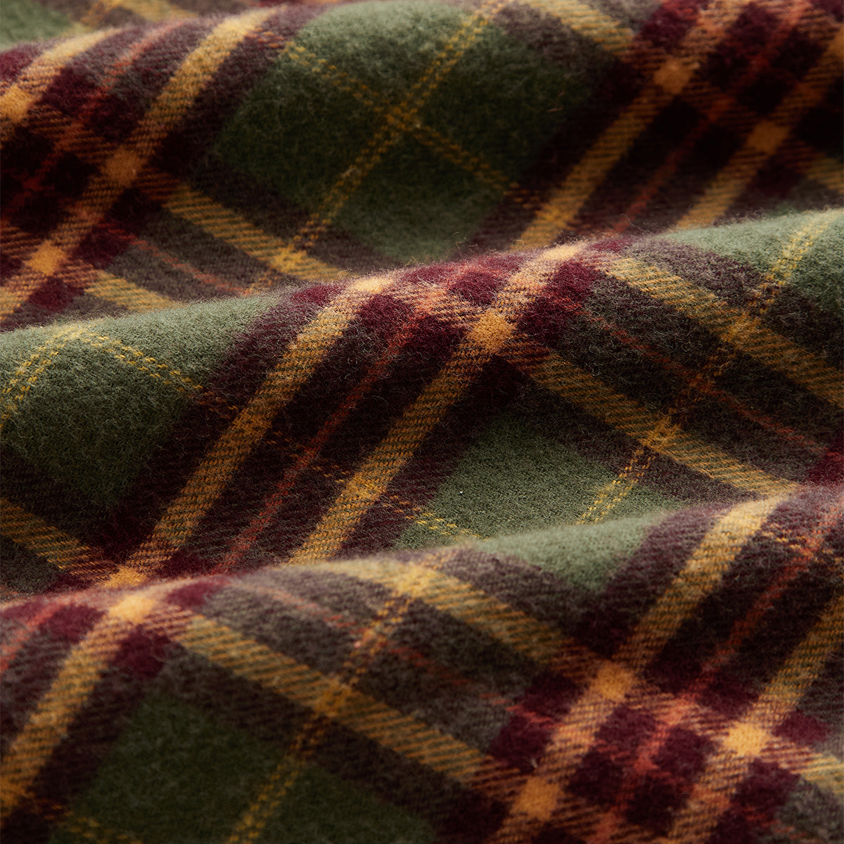 Hoop Plaid Flannel Shirt - Olive/Burgundy