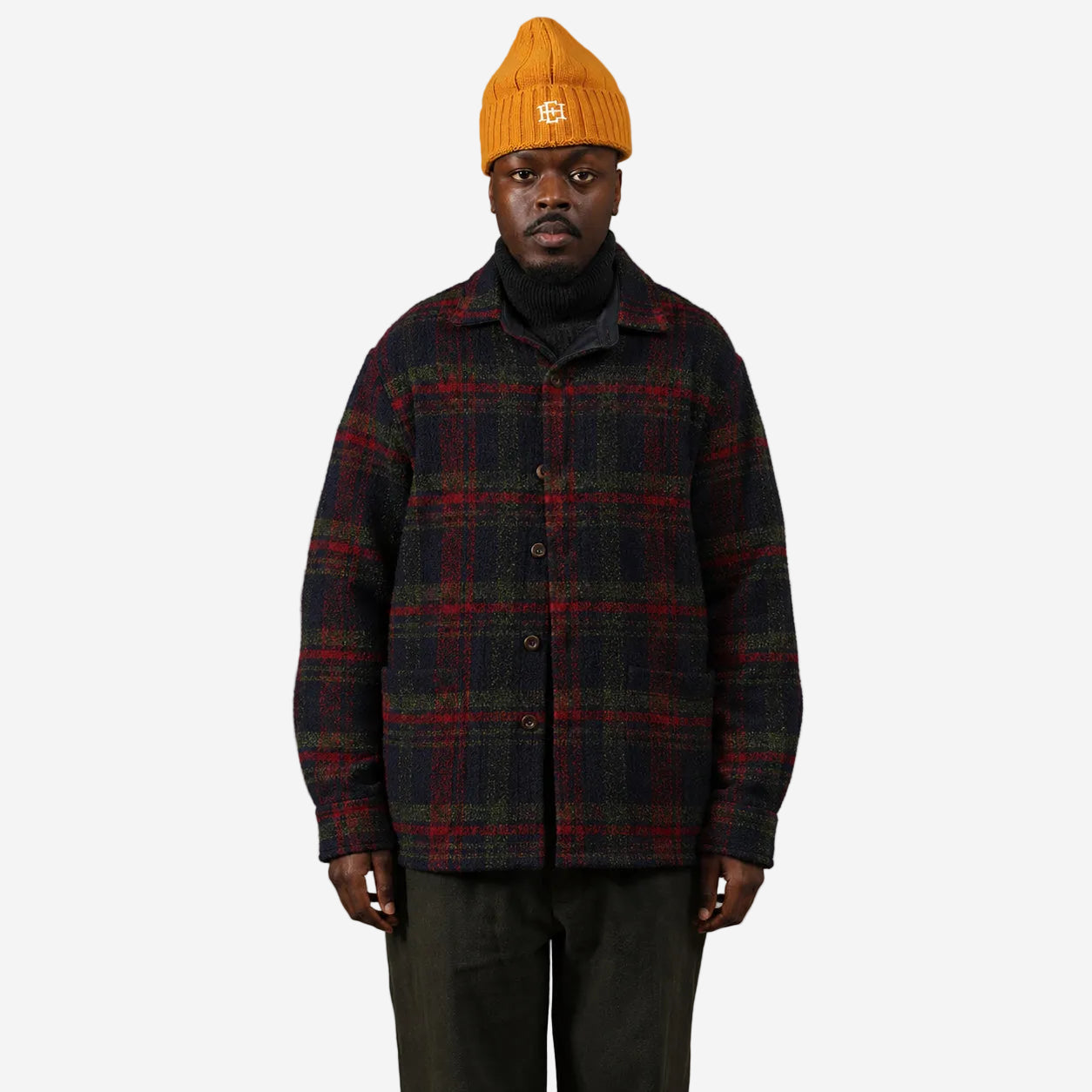 Hadley Wool Plaid Overshirt - Navy/Red