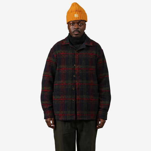 Hadley Wool Plaid Overshirt - Navy/Red