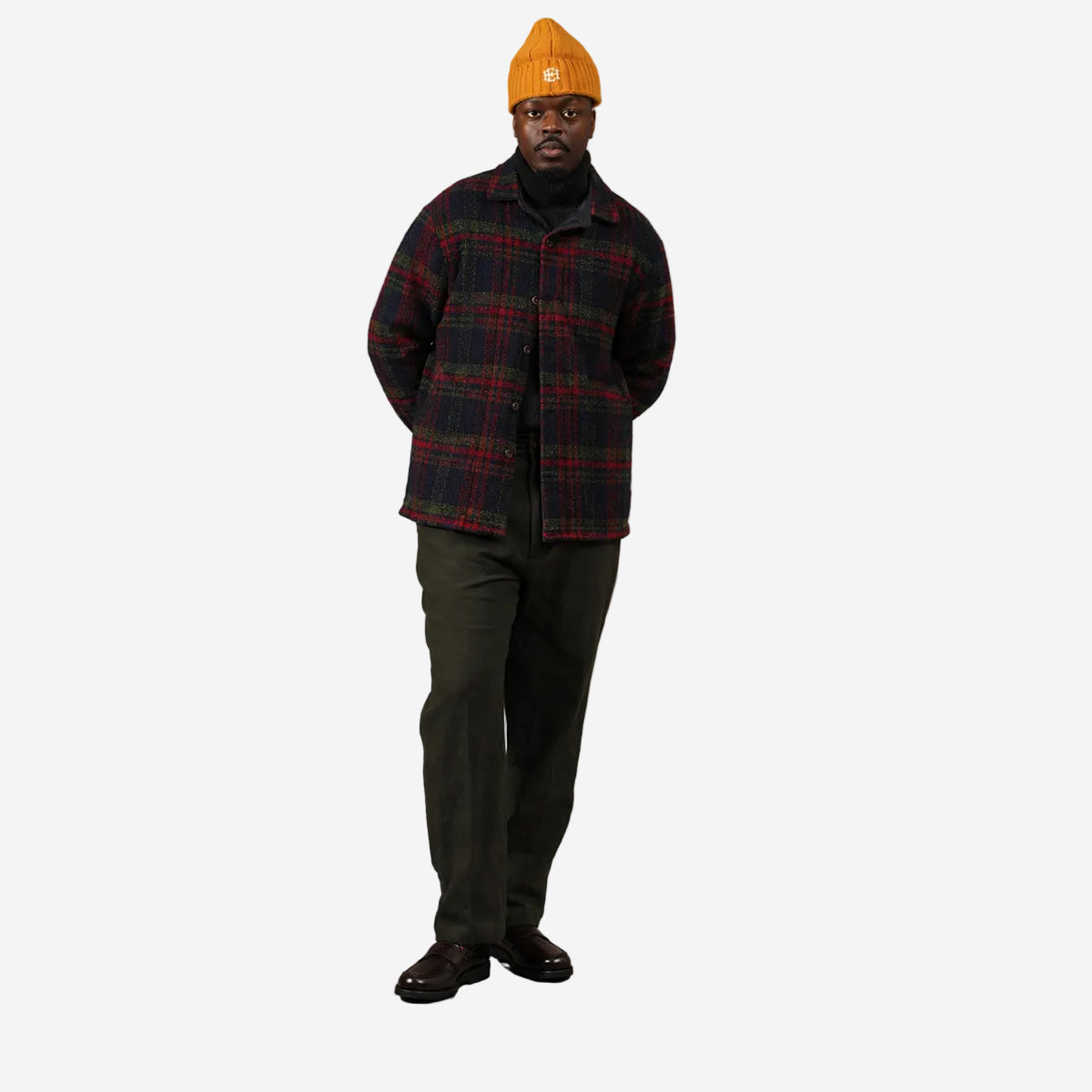 Hadley Wool Plaid Overshirt - Navy/Red