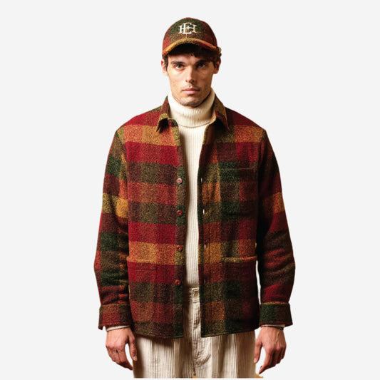 Hadley Wool Check Overshirt - Red/Green