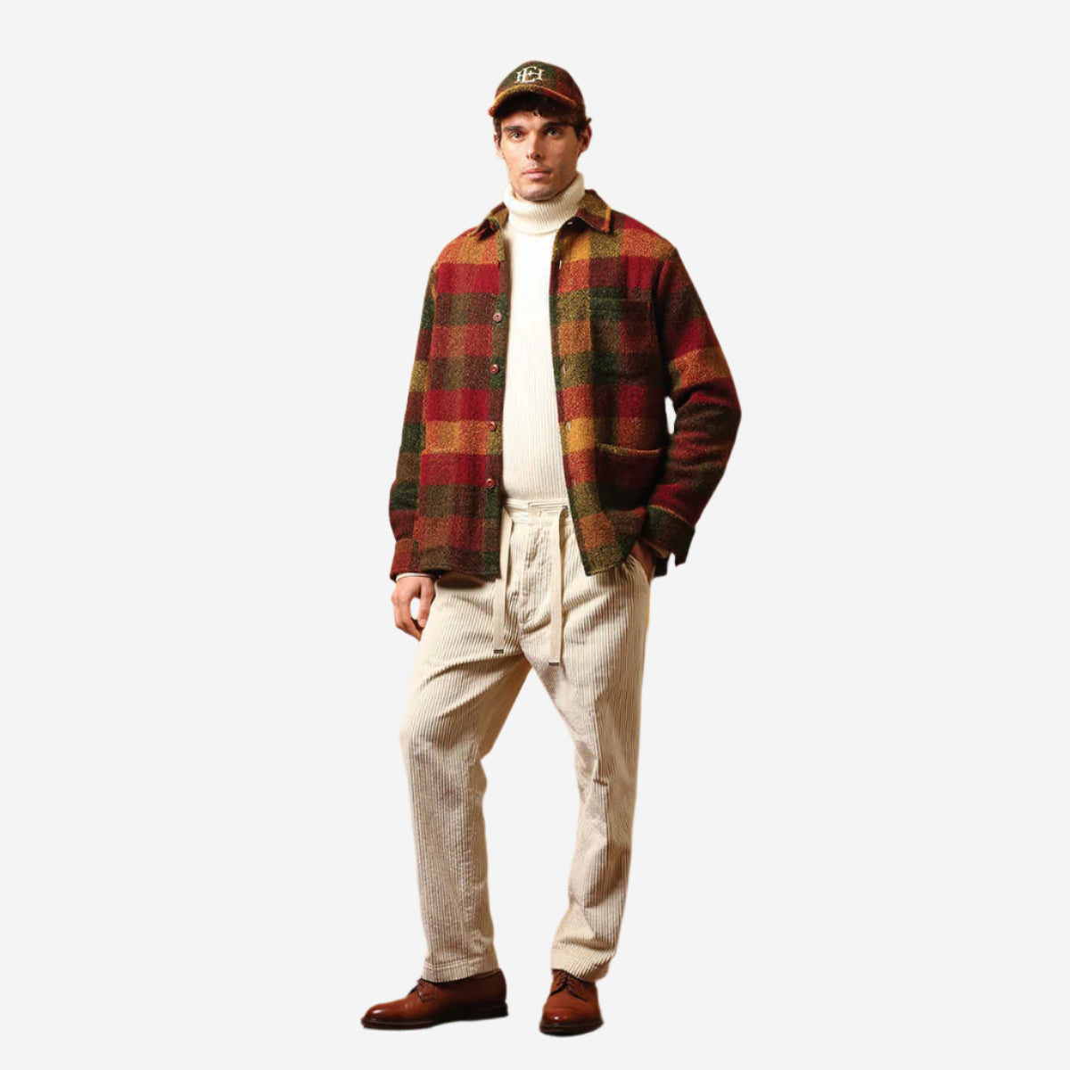 Hadley Wool Check Overshirt - Red/Green