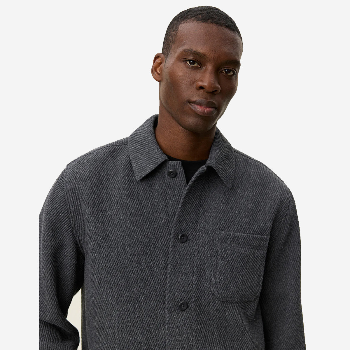 Hamilton Twill Wool Overshirt - Charcoal Melange