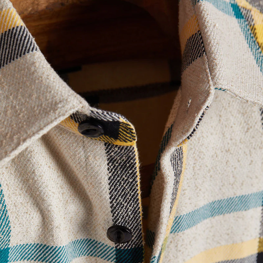 Hard Rude Fleck Plaid Flannel Shirt - Ecru Stripe