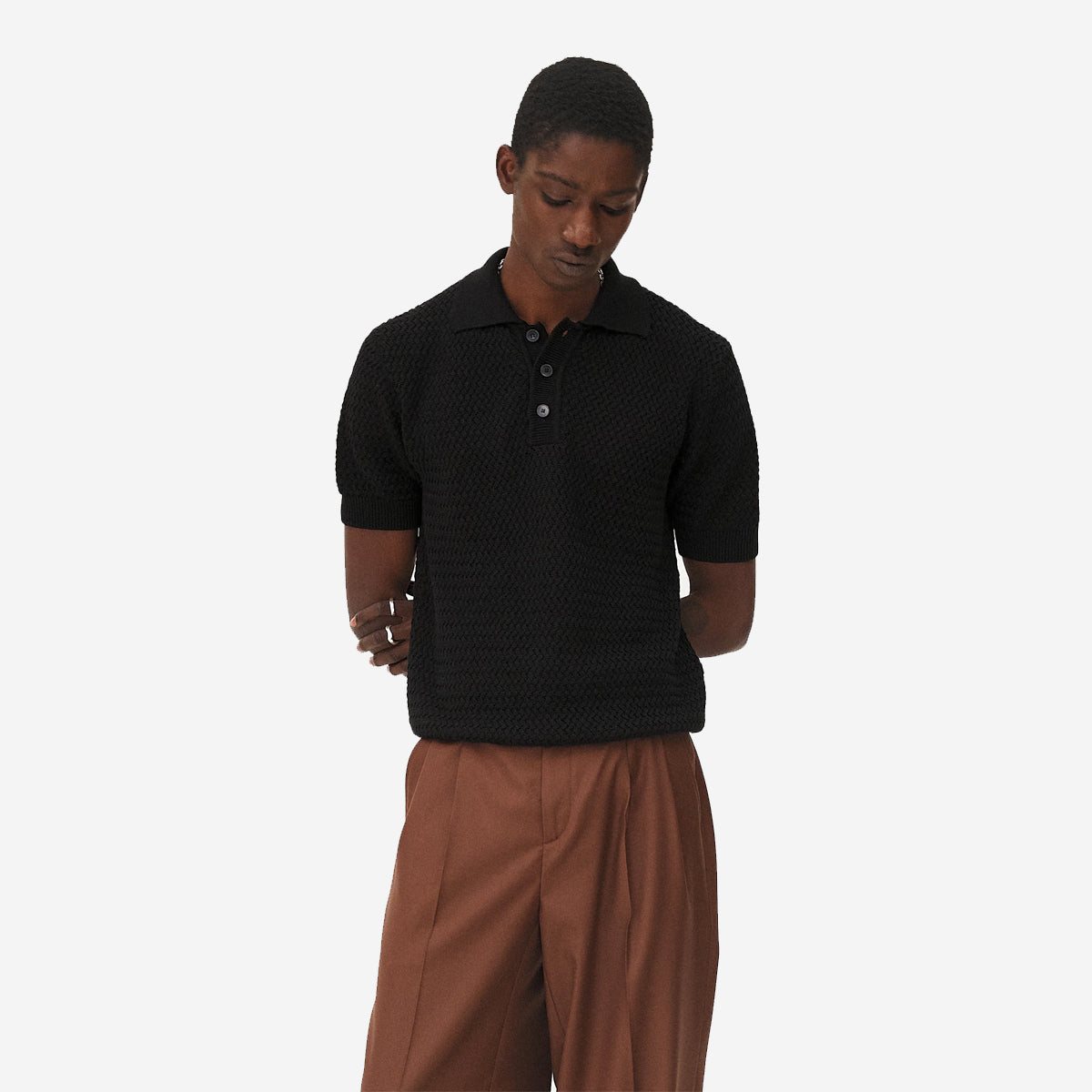 Haring Geo Knit S/S Polo - Black