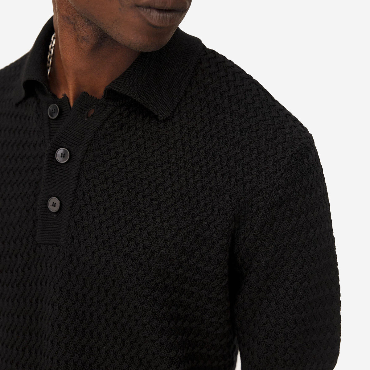 Haring Geo Knit S/S Polo - Black