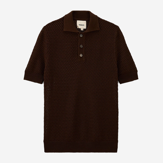 Haring Geo Knit S/S Polo - Brown