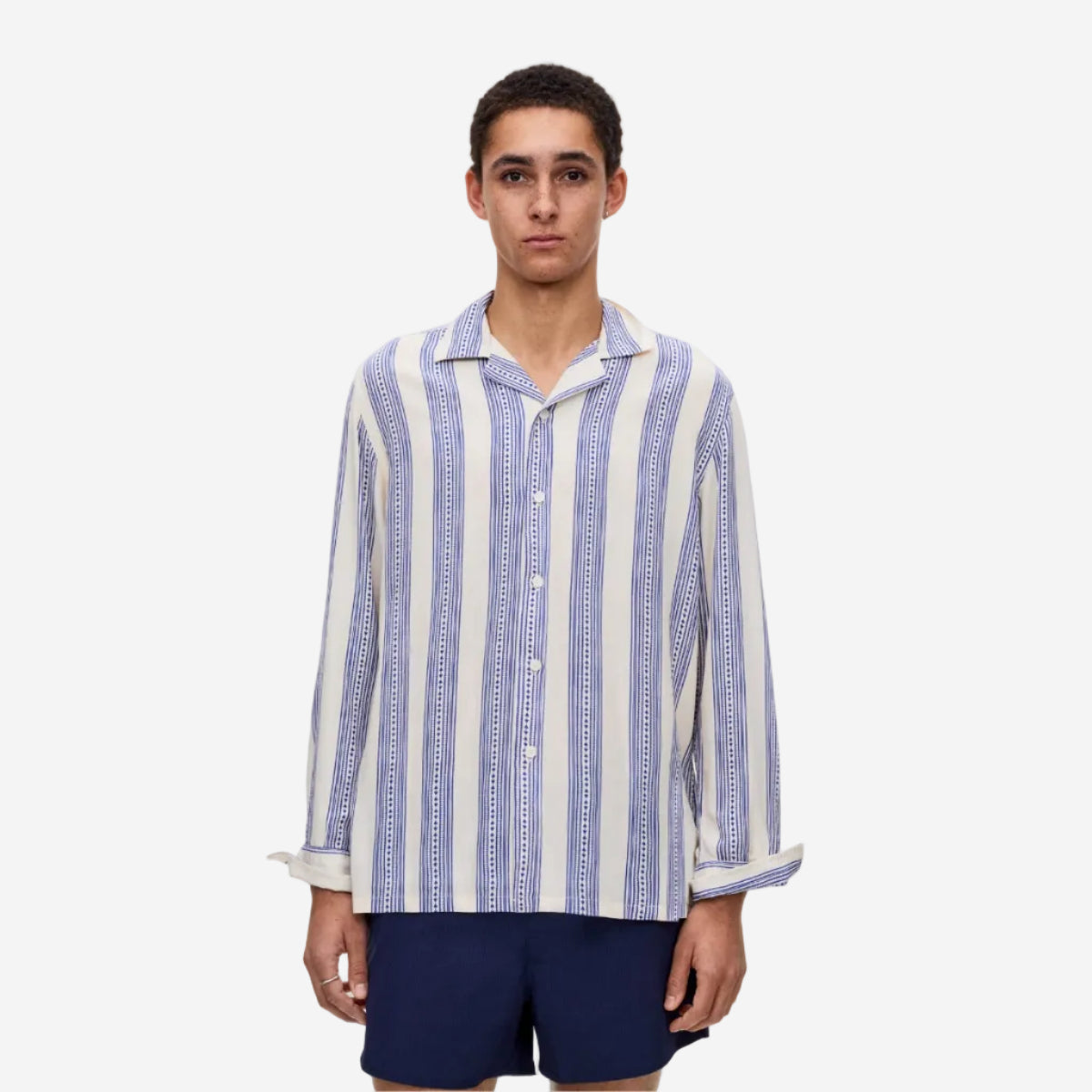 Havana Viscose L/S Vacation Shirt - Blue/White
