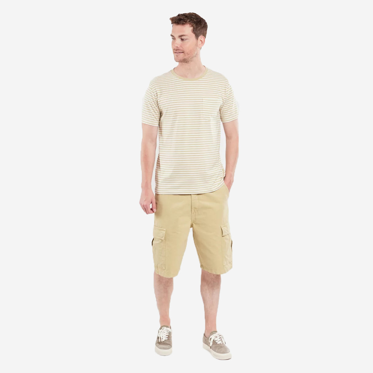 Heritage Stripe C/L Pocket T-Shirt - Pale Olive/Nature