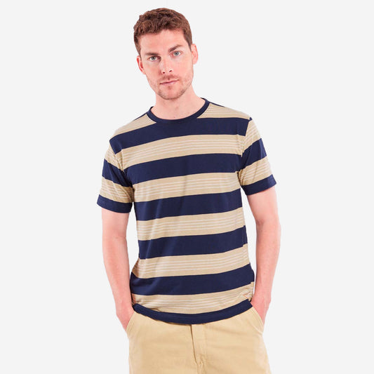 Heritage Stripe C/L T-Shirt - Navy/Olive/Nature