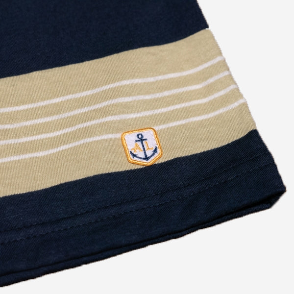 Heritage Stripe C/L T-Shirt - Navy/Olive/Nature