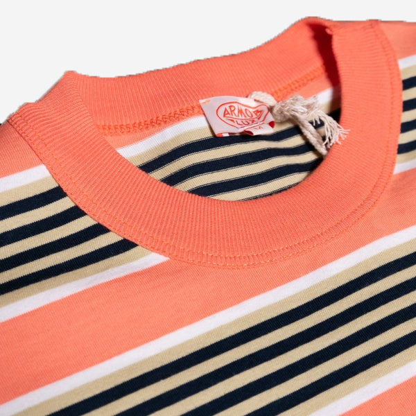 Heritage Stripe Pocket T-Shirt - Coral /Olive/Navy