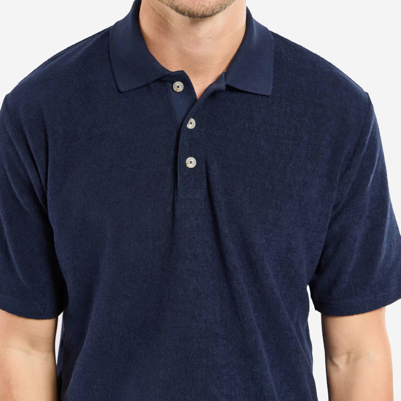 Terry Cotton Polo - Navy Blue
