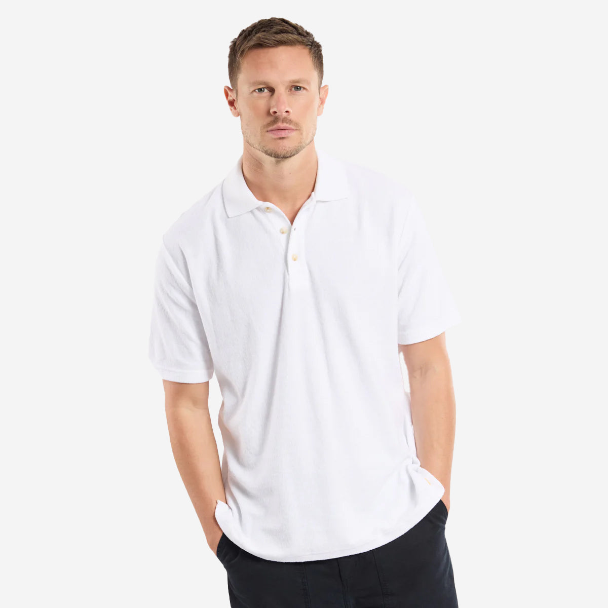 Terry Cotton Polo - White