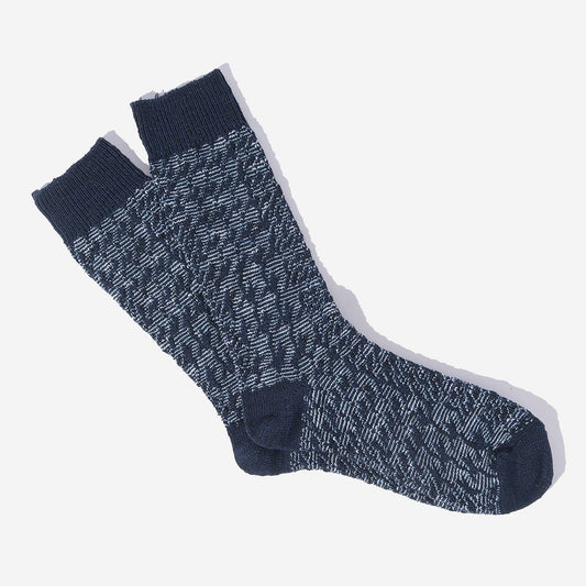 Houndstooth Jacquard Crew Socks - Navy