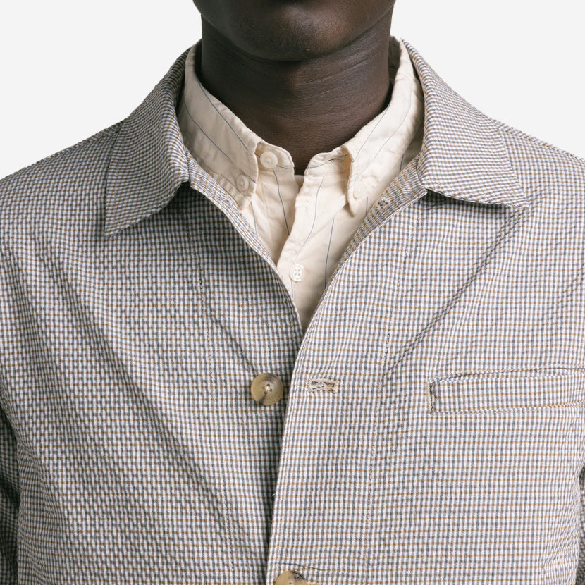Huntly Gingham Seersucker Jacket - Ecru/Brown
