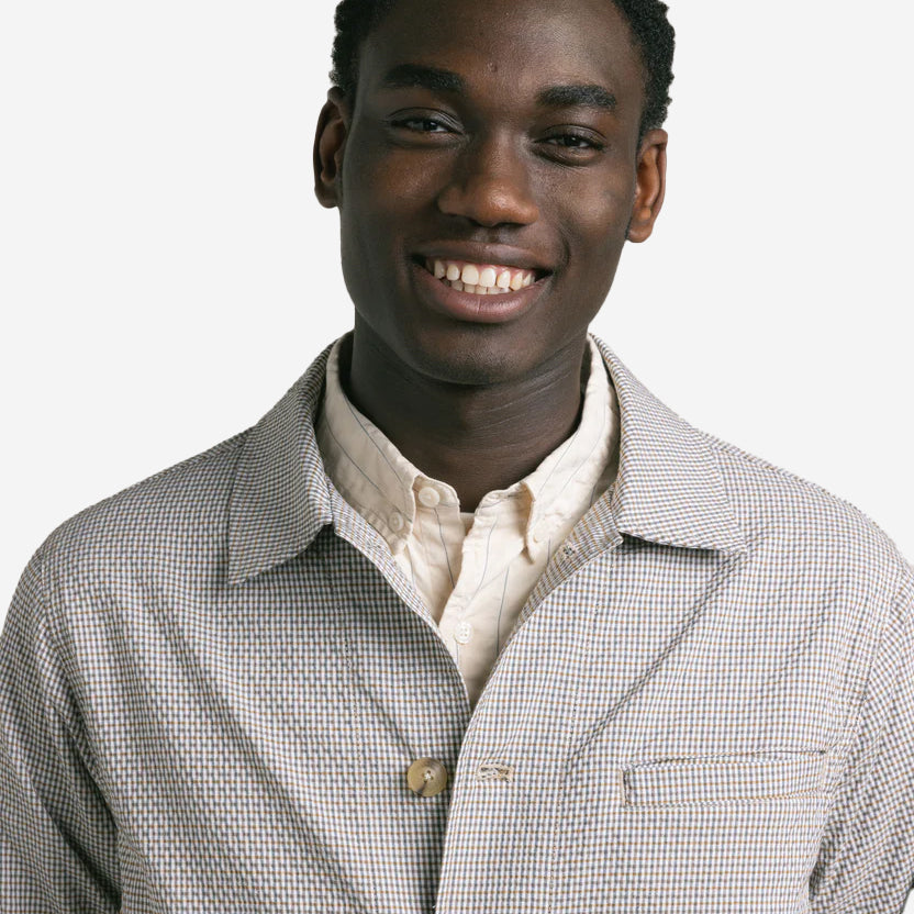 Huntly Gingham Seersucker Jacket - Ecru/Brown