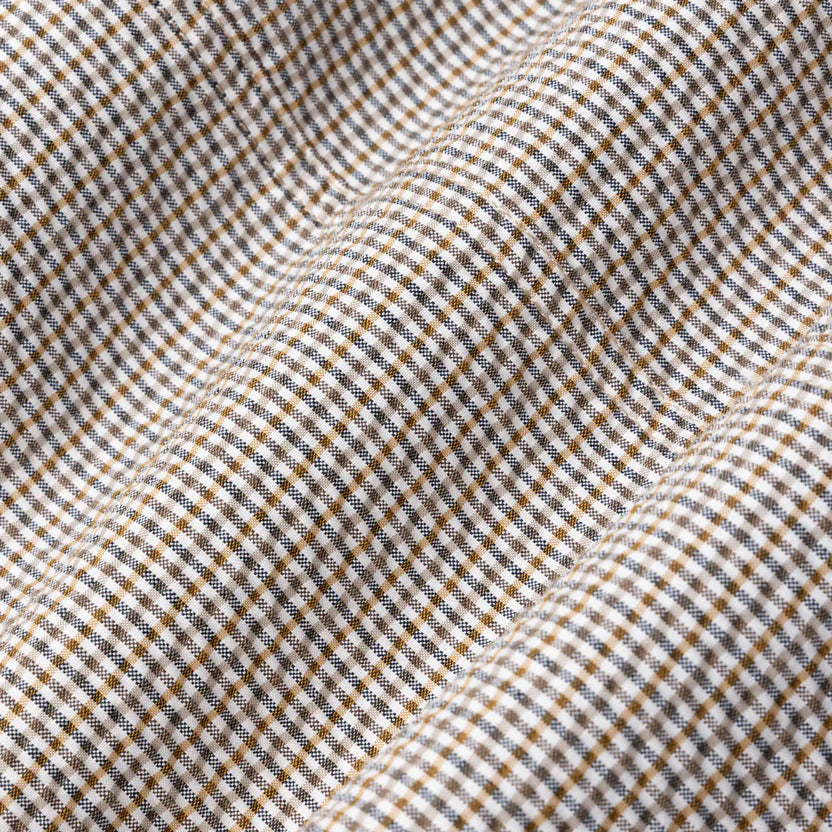 Huntly Gingham Seersucker Jacket - Ecru/Brown