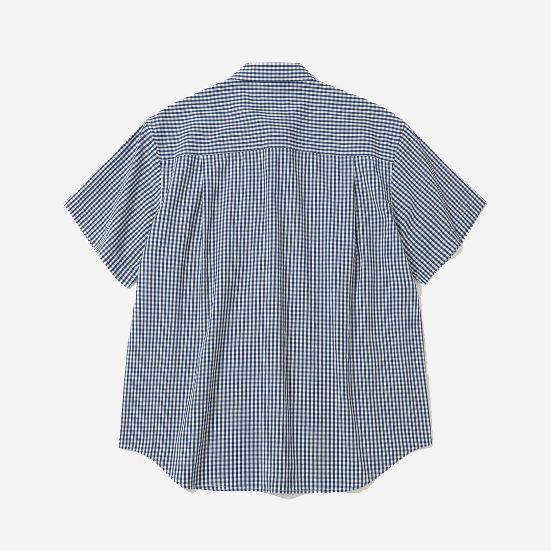 Ice Cotton Gingham Check S/S Shirt - Blue