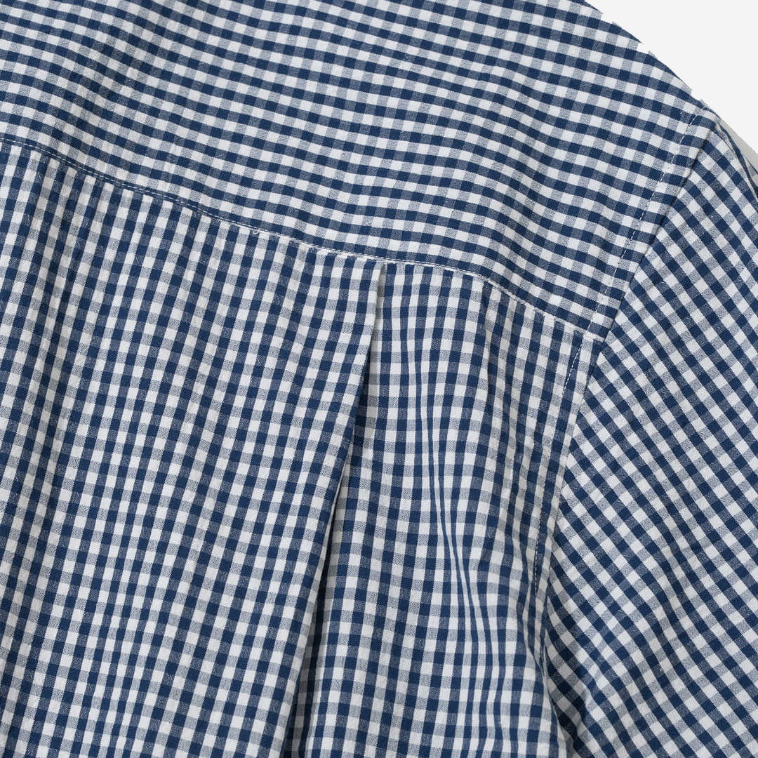 Ice Cotton Gingham Check S/S Shirt - Blue