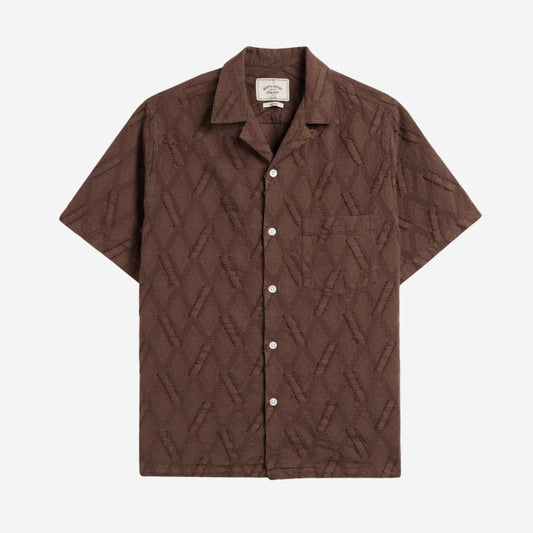Ike Tuffed Jacquard S/S Vacation Shirt - Brown