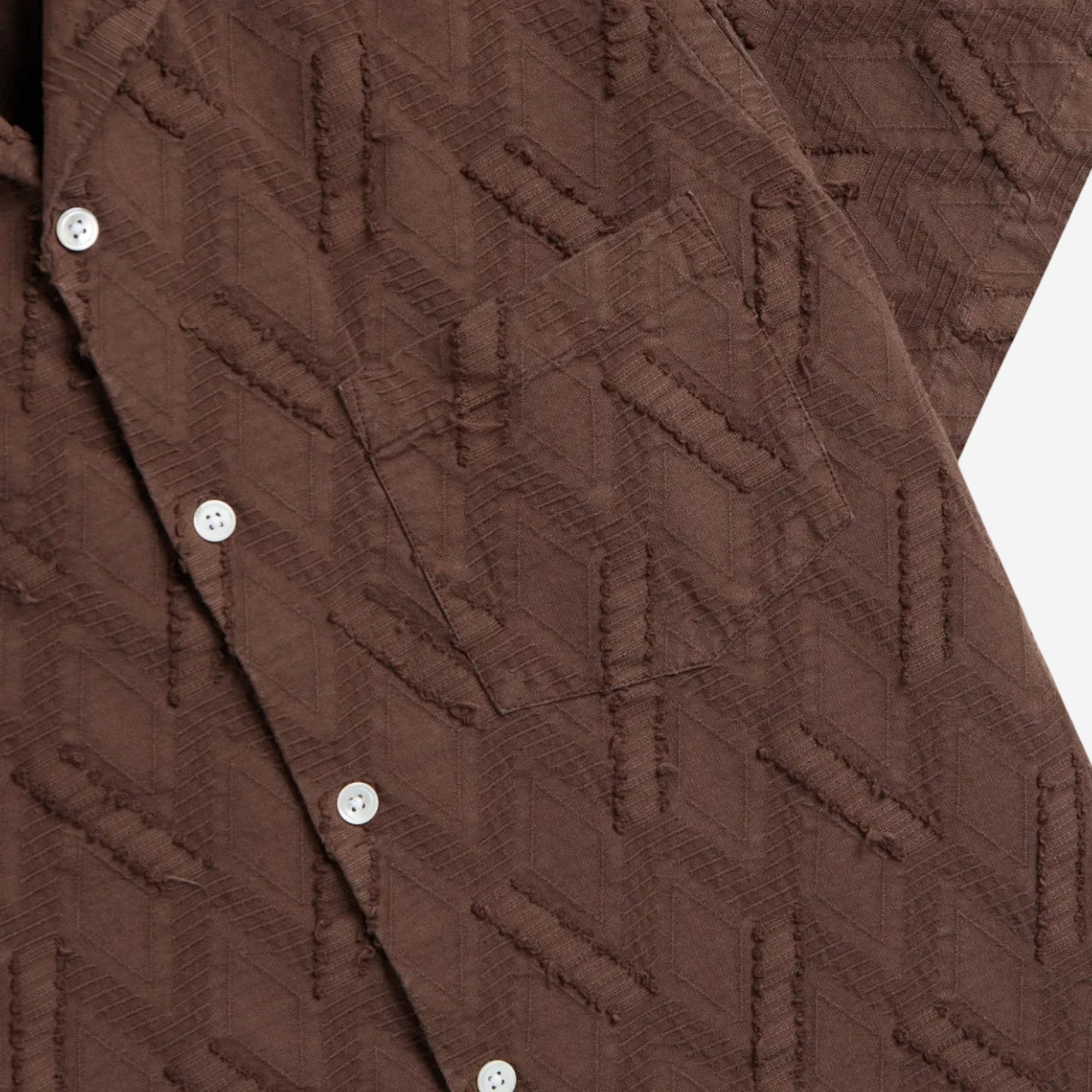 Ike Tuffed Jacquard S/S Vacation Shirt - Brown