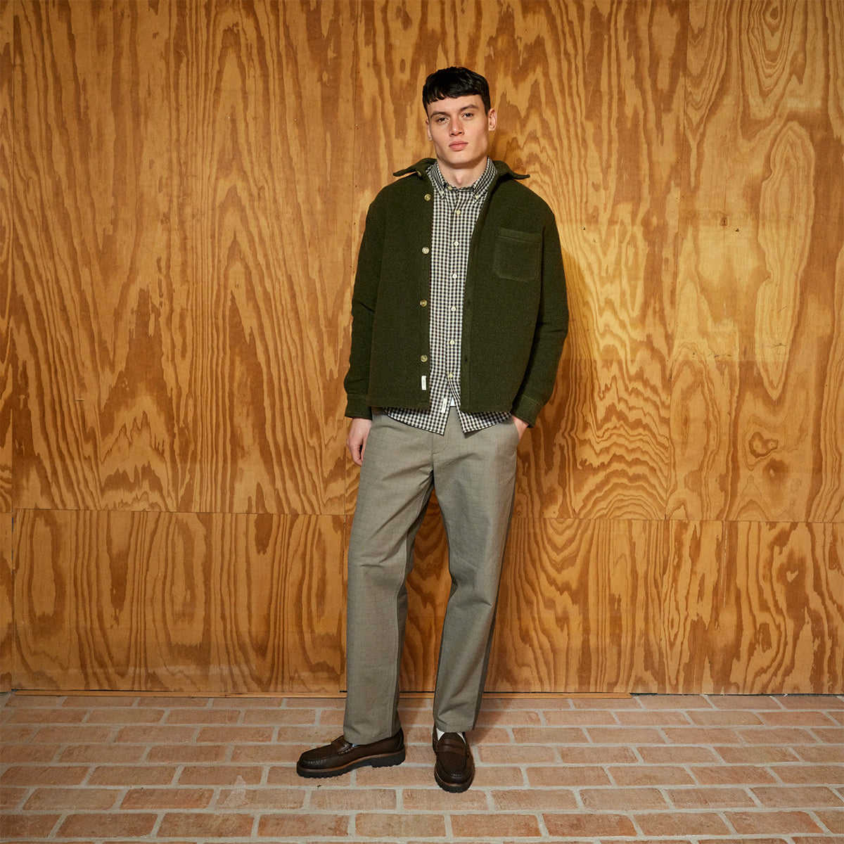 Ivy Wool Overshirt - Dark Moss