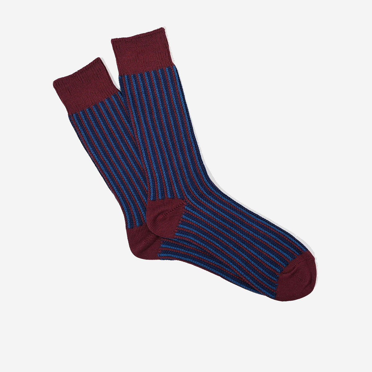 Jacquard Stripe Crew Socks - Red