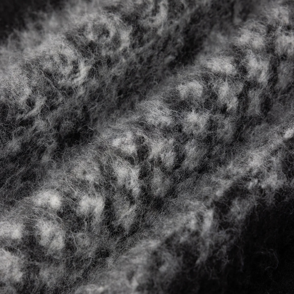 Junction Fairisle Band Wool Fleece Crew - Black