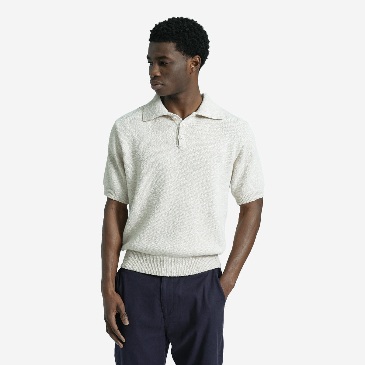 Kier Mélange Knitted Polo - Sand