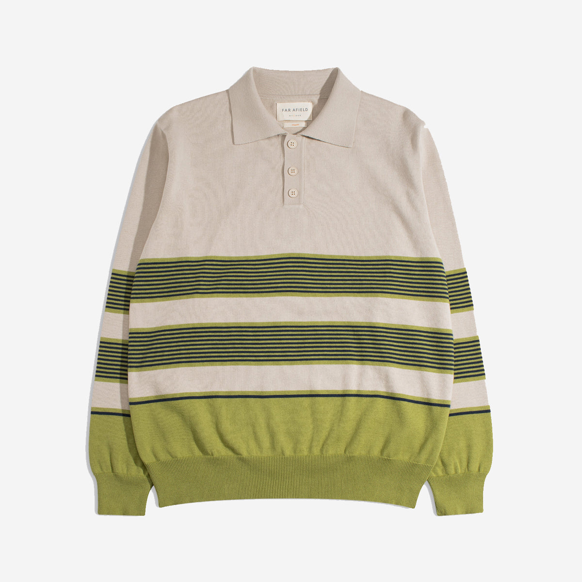 Kier Linval Stripe Knitted Polo - Sand/Green
