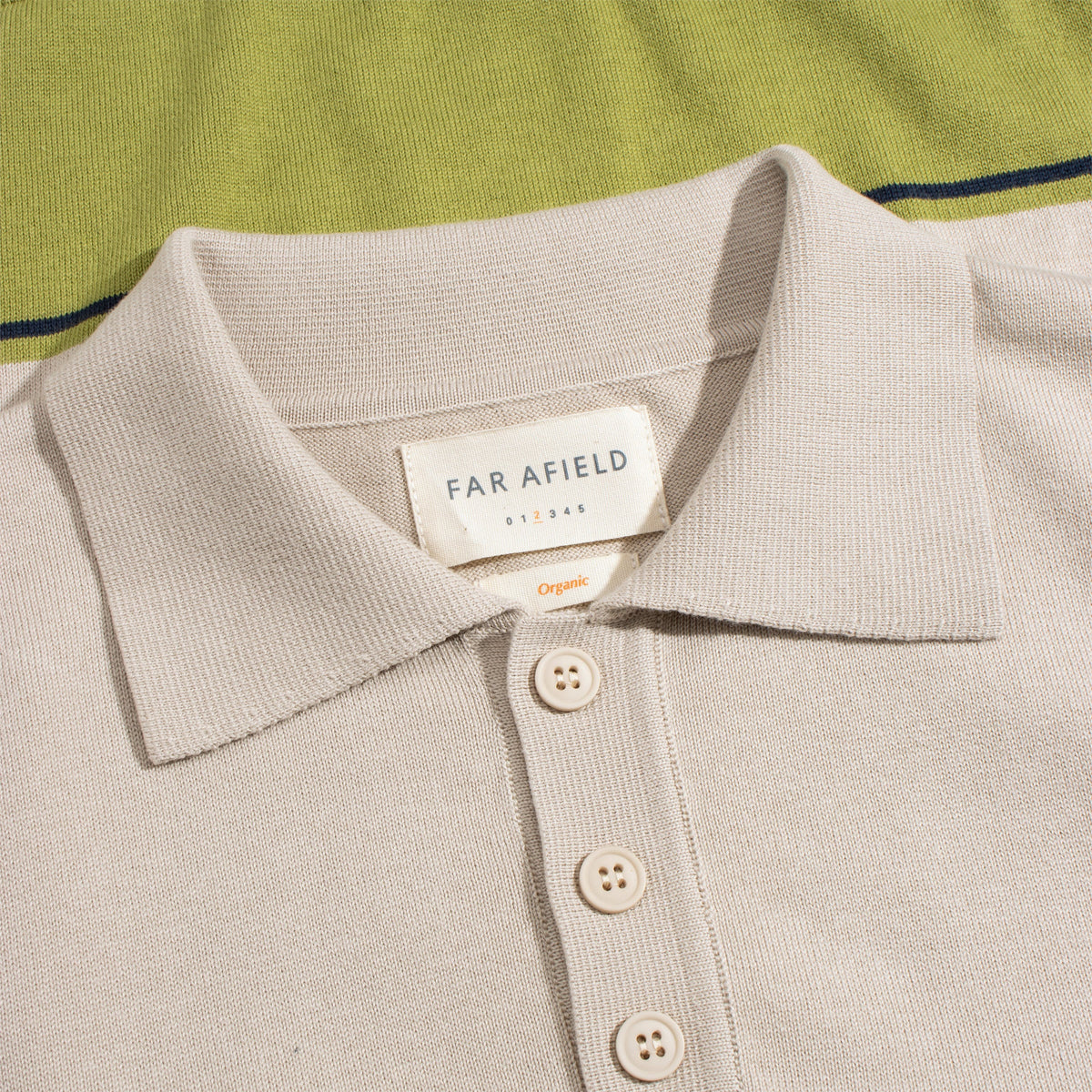 Kier Linval Stripe Knitted Polo - Sand/Green